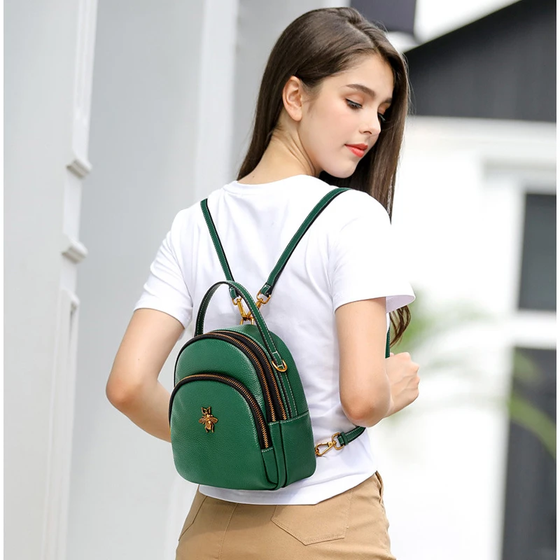 

Genuine Leather Backpack New Designer Fashion Women Bag Mini Soft Touch Multi-Function Small Backpack Female Ladies Shoulder Bag