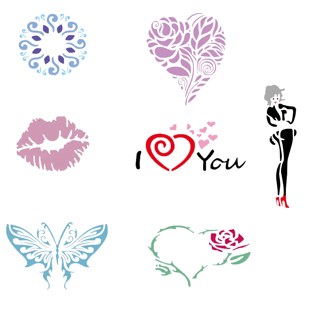 Трафареты с блестками для татуировок 10 шт.|airbrush tattoo stencils|tattoo stenciltattoo airbrush stencil |