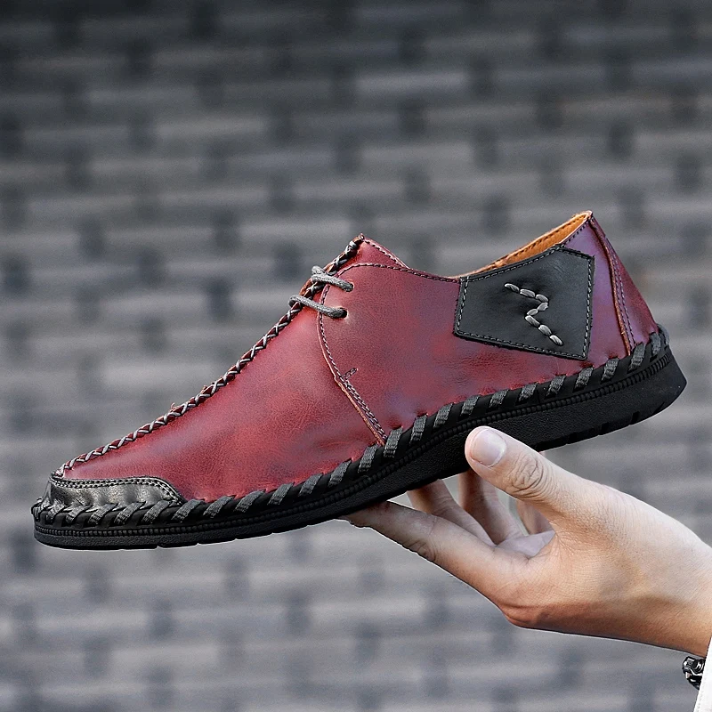 Ручной работы из натуральной кожи; Мужская обувь для прогулок на открытом воздухе спортивные кроссовки для бега отслеживания спортивная