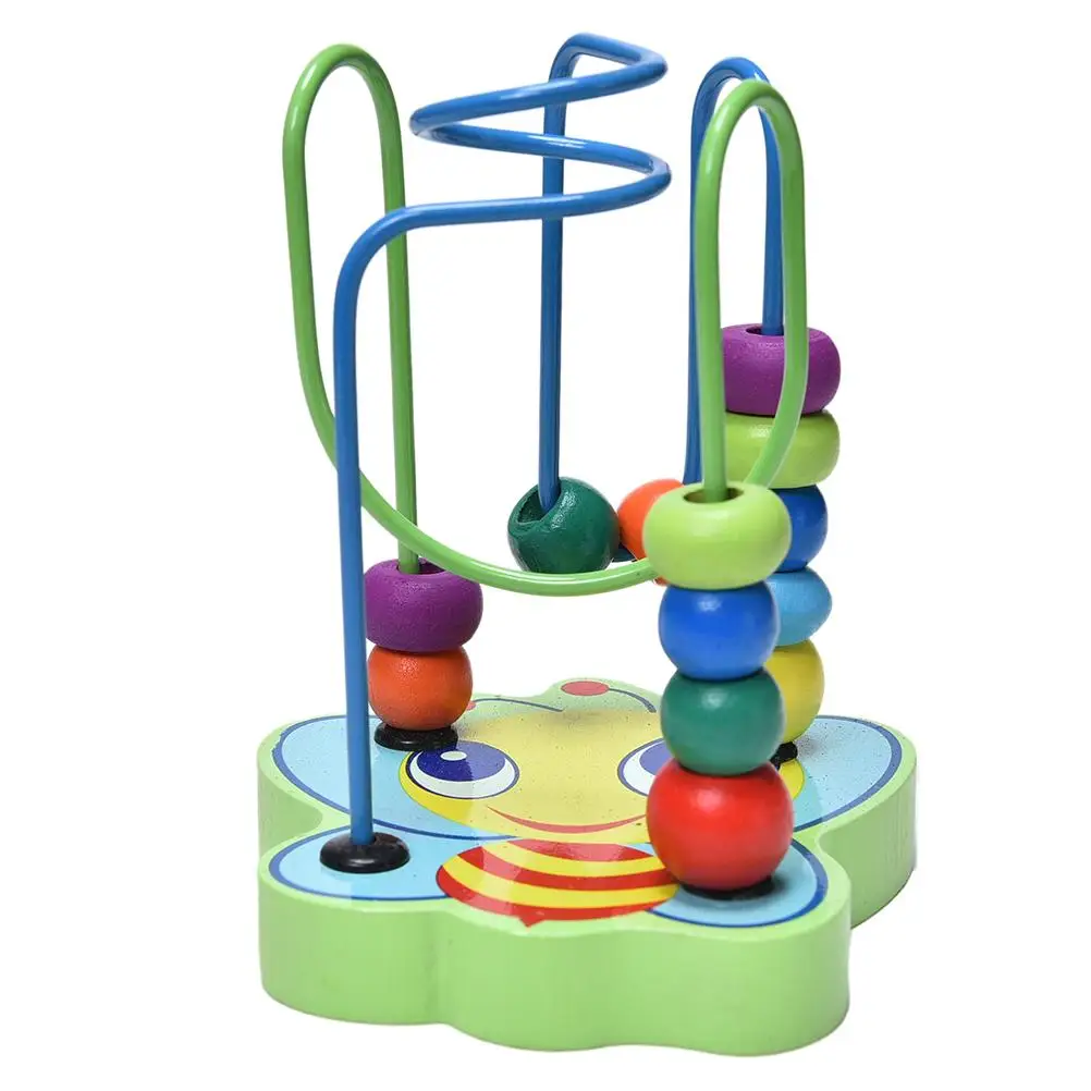 1PCS butterfly bead frame wire wooden labyrinth children toy trailer