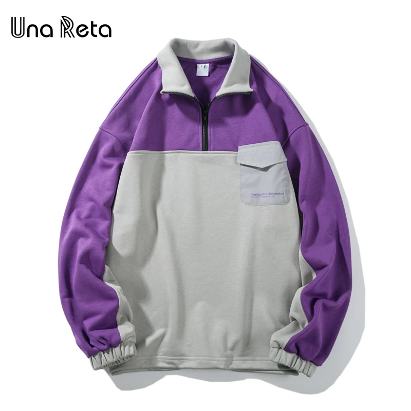 

Una Reta Streetwear Sweatshirt New Autumn Hip-Hop Spell Color Turn Down Hoodies Men Tracksuit Harajuku hoodies