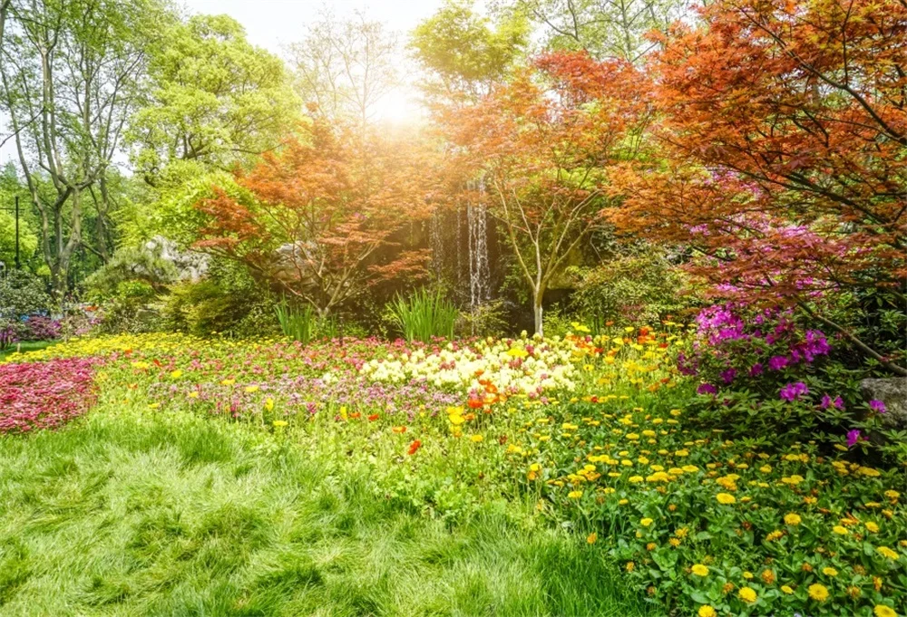 

Laeacco Natural Backdrops Green Grass Flower Tree Spring Garden Scenic Photographic Background Photography Backdrop Photo Studio