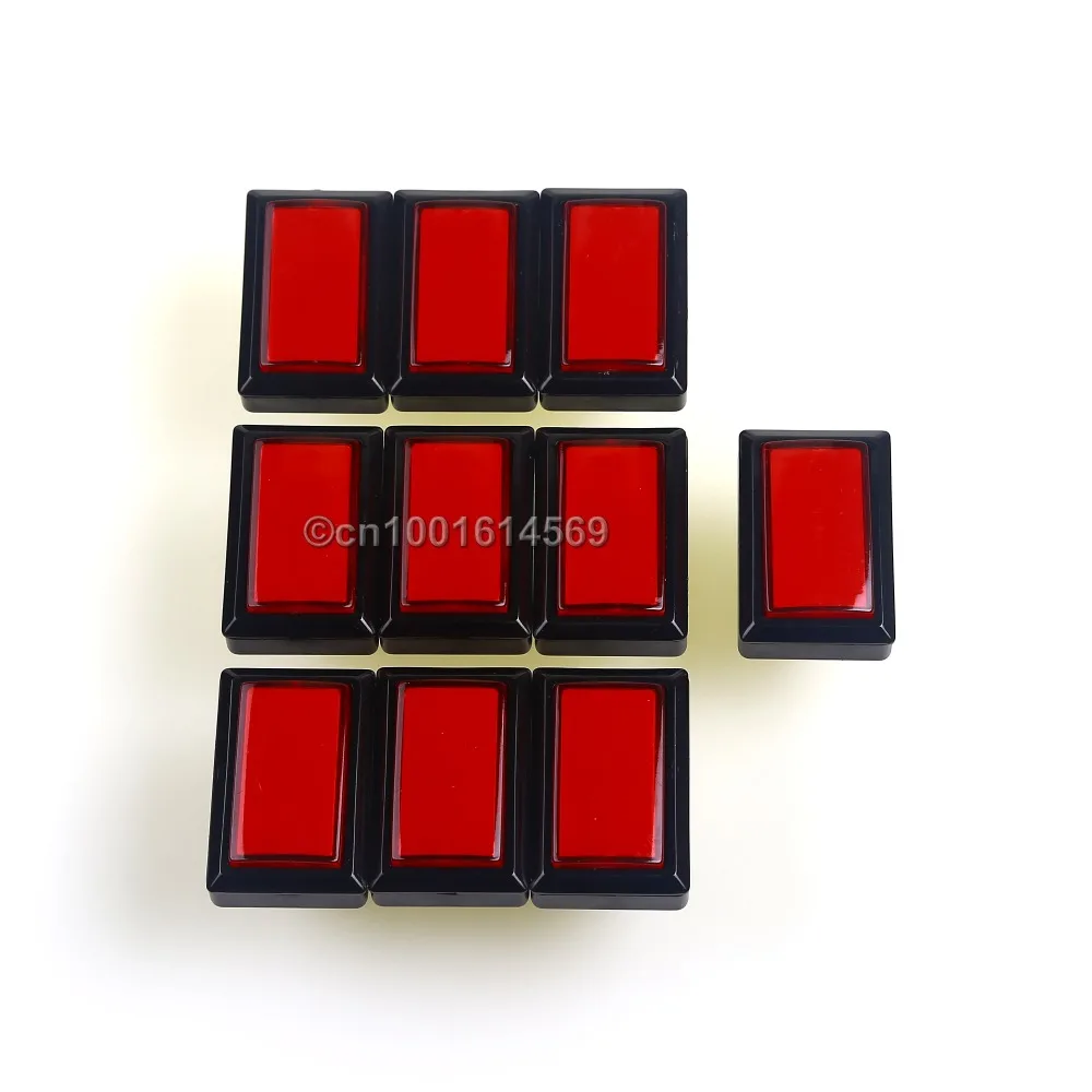 

50mm*33mm 10 x 5V Rectangular LED Illuminated Arcade LED Button For Arcade Joystick PC Controller Computer Game & MAME Game- Red