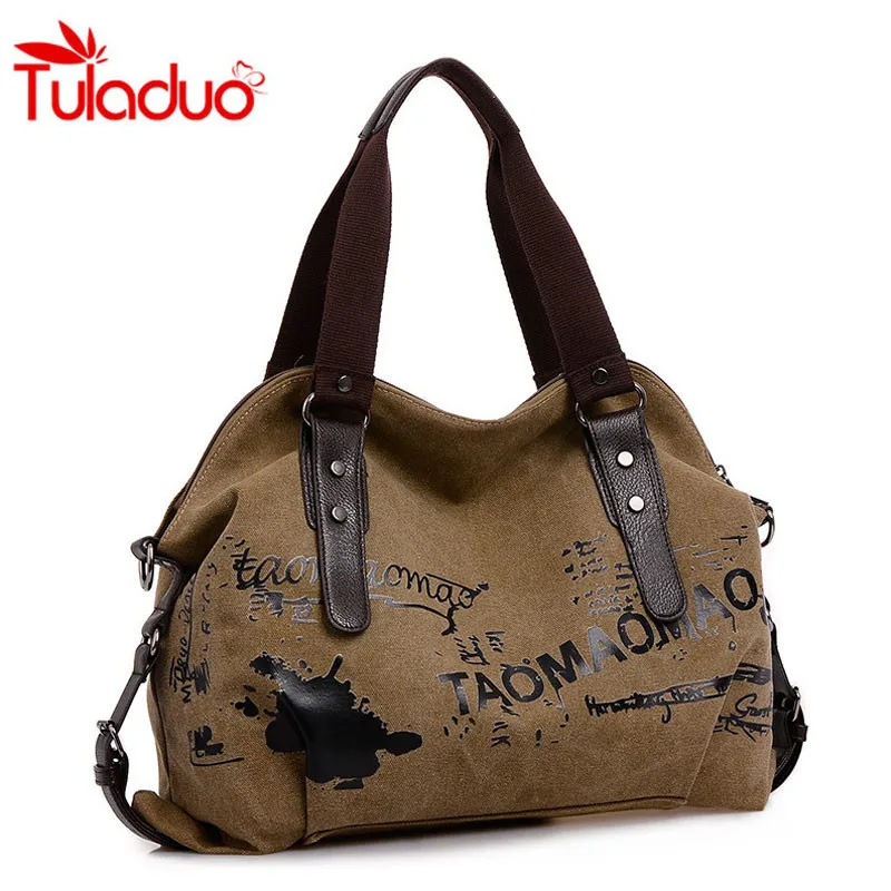 Women&#39;s Bag Vintage Graffiti Canvas Handbags Female Famous Designer Shoulder Bags Ladies Tote ...