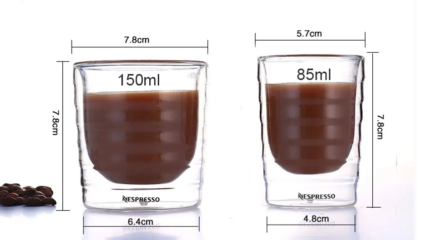6 шт./компл. Кофе чашка Caneca ручной работы с двойными стенками, Стекло Чай чашки с белком молочной сыворотки и чаем "канистры с фильтром для кофемашины Nespresso Кофе эспрессо 85 мл 150 Термальность чашки