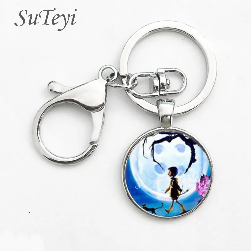 

Anime Movie Coraline Keychain Coraline pendant Key Ring Jewelry women men gift vintage antique charm steampunk new Key chain