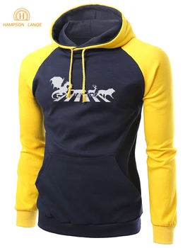

HAMPSON LANQE Game of Thrones Unique Design Funny Hoodies 2019 Autumn Winter Warm Fleece Men's Sweatshirt Brand Raglan Hoodeded