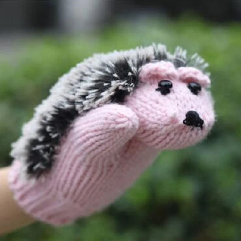 Для женщин Зимние перчатки без пальцев, вязаная, шерстяная, тёплая варежки перчатки мультфильм Варежки «ежики» - Цвет: pink