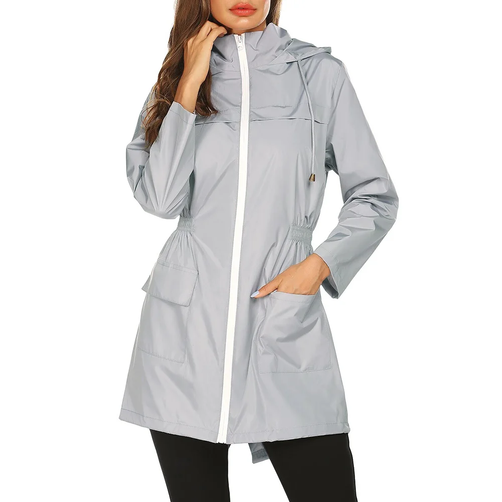 Женское пальто водонепроницаемый и легкий женский плащ для женщин с капюшоном на талии уличная ветровка куртка для альпинизма DB008