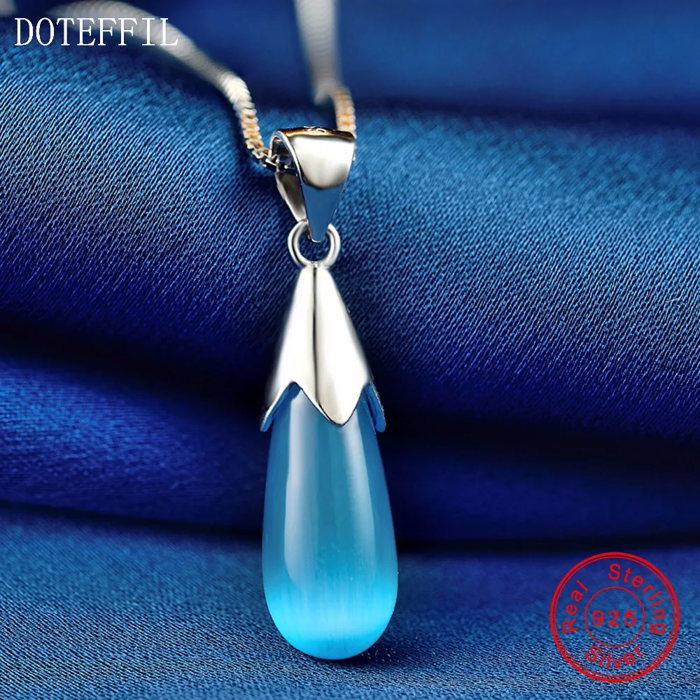 Женское ожерелье из серебра 925 пробы с подвеской в виде капли воды|sterling silver