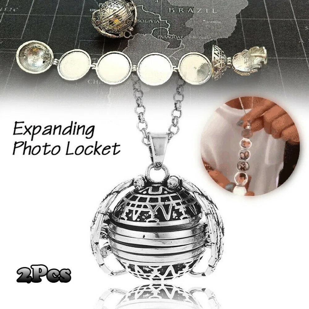 

newest cute necklaceExpanding 4 Photo Locket Necklace Silver Ball Angel Wing Pendant Memorial Gifts fresh mini necklace @7