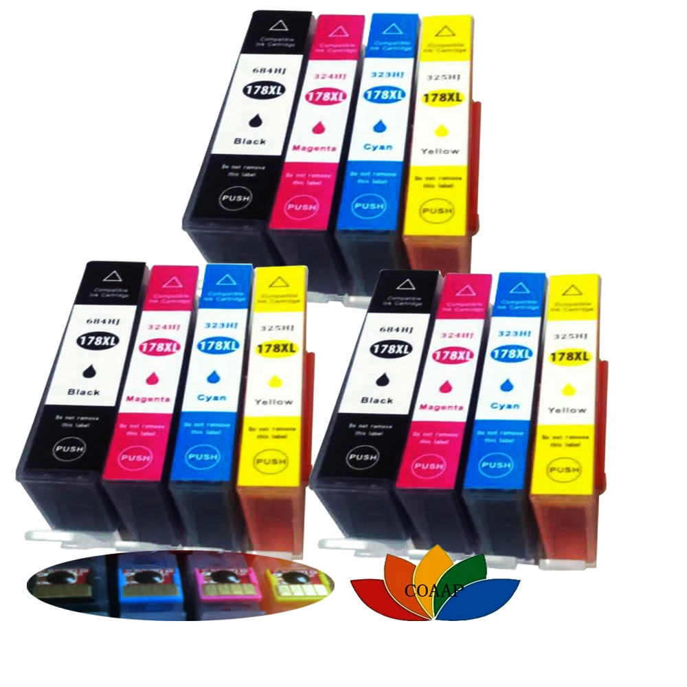 

12pcs Compatible ink cartridge For HP 178 178XL Deskjet 3070A 3520 Officejet 4620 Photosmart 5510 5520 5515 5521 6521 Printer