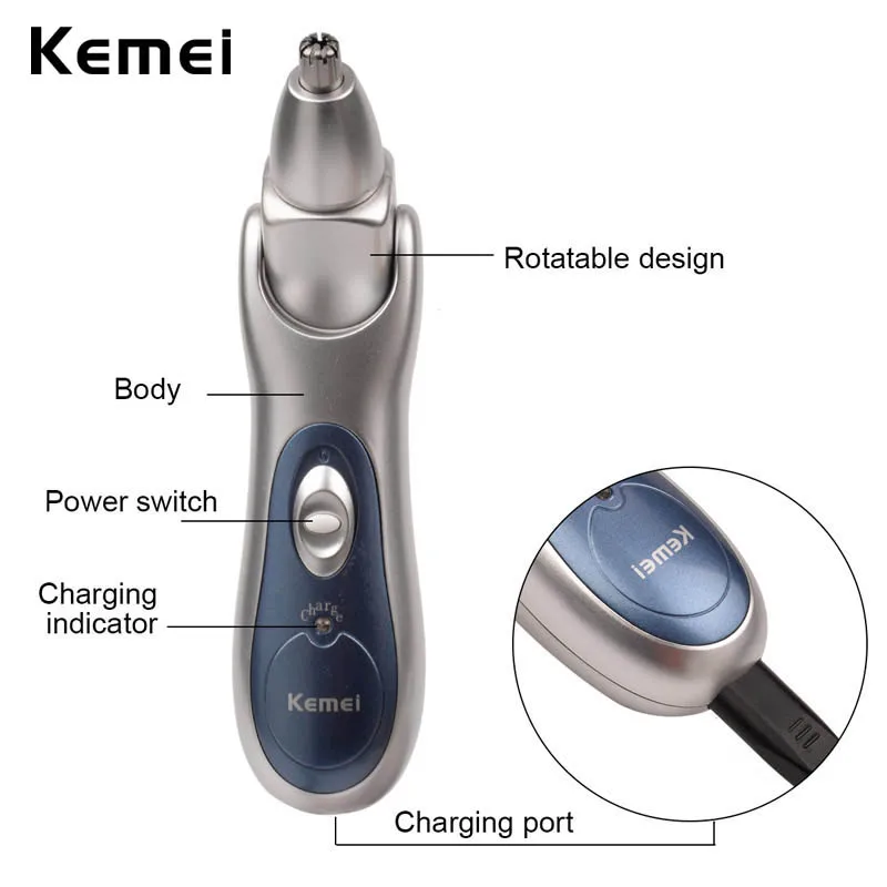 Kemei 2 в 1 портативный Перезаряжаемый электробритва для удаления волос в носу триммер для стрижки бакенбардов и бровей резак для мужчин женские аксессуары бритвы