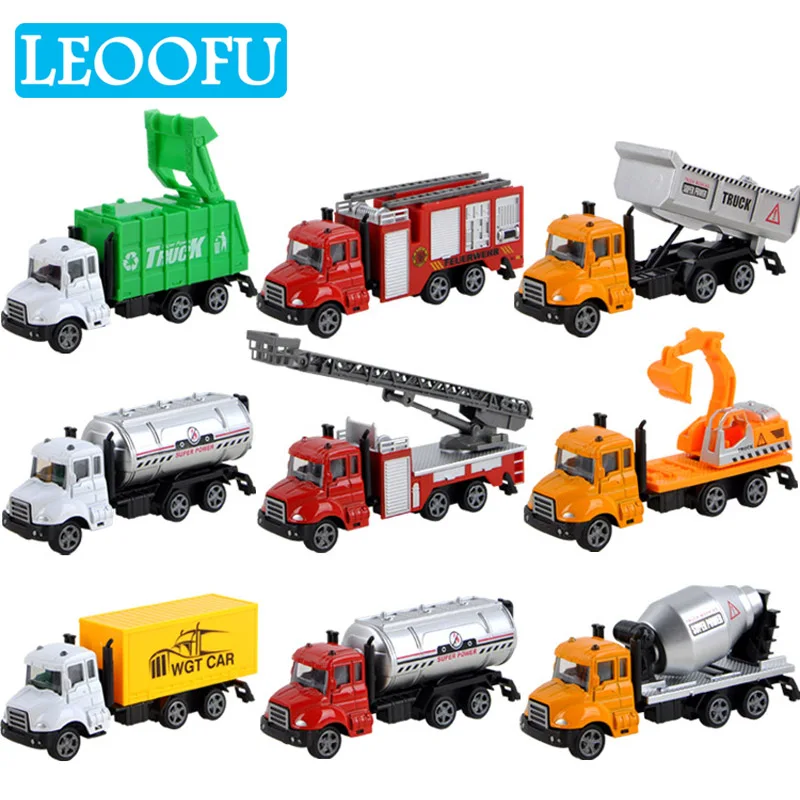 

LEOOFU 9 styles cute car mini alloy engineering car tractor toy dump truck model classic toy cars for children birthday gift