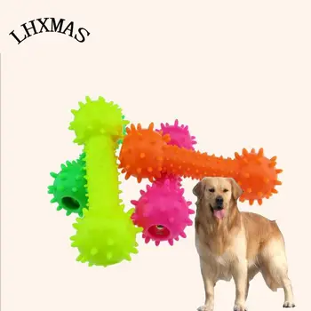 

Durable Rubber Pet Dog Ball With Bell Toy Tooth Cleaning Puppy Training Interactive Chew Toys Bite Resistant 5Colors D664