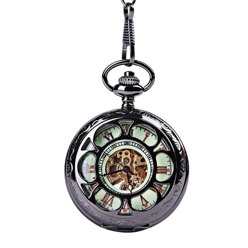 Механические карманные часы серии разнообразные Механические карманные часы разнообразие стилей доступны - Цвет: green  blossom