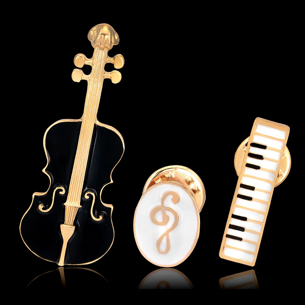 Набор из 3-х брошей унисекс "Музыкальные инструменты" CINDY XIANG, украшения из эмали для пальто, рубашки, платья
