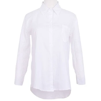 Office White Womens Shirt Tops And Blouses Tunics Plus Size Woman Blouse Work Shirt Hollow