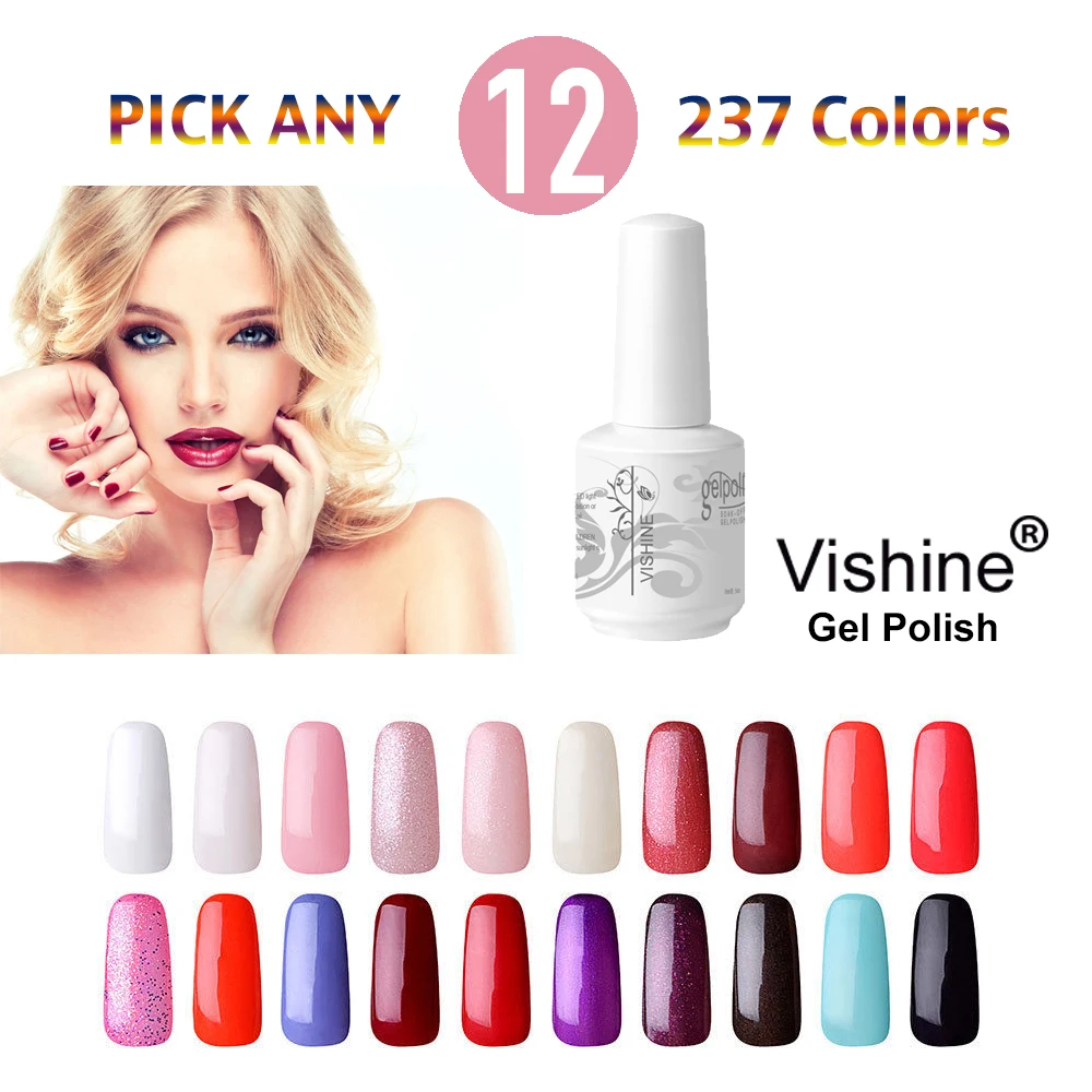 Vishine任意12/個uvマニキュア表面uvジェルネイルポリッシュ爪アートサロンledソークオフ長続きジェルネイルアートuvポリッシュ