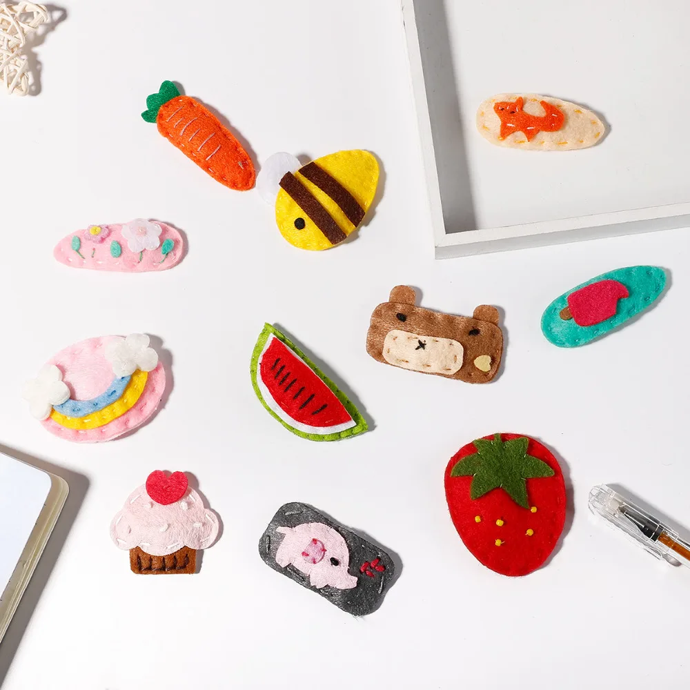 

1pc Rainbow Snap Hair Clips for Children Baby Girls Hair Accessories Cute Cartoon Fruit Animal Hairpins Metal Color Barrettes