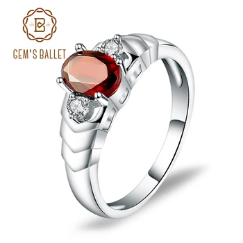 

Gem's Ballet 1.00Ct Oval Natural Red Garnet Gemstone Ring 925 Sterling Silver Solitaire Ring Fine Jewelry For Women