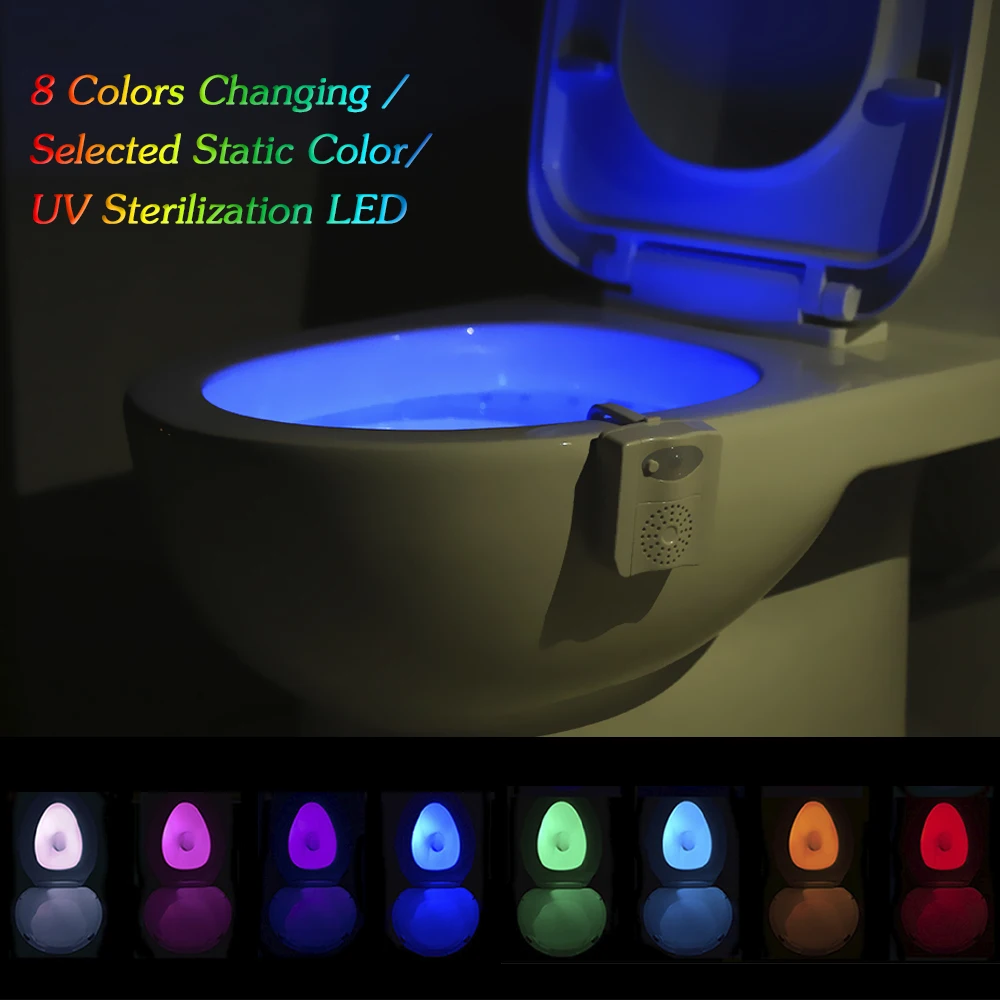 

8 Colors LED Toilet Light Flexible Bendable Stick with UV Sterilization Lamp PIR Motion Sensor With 1PCS Fragrance Tablets
