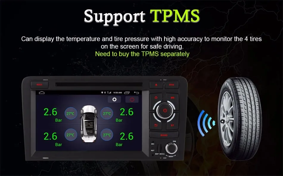 Top 1024X600 Octa 8 Core 2GB RAM Android 6.0 4G SIM LTE Wifi Car DVD Player for AUDI A3 2002-2011 GPS Navigation Radio Stereo System 19