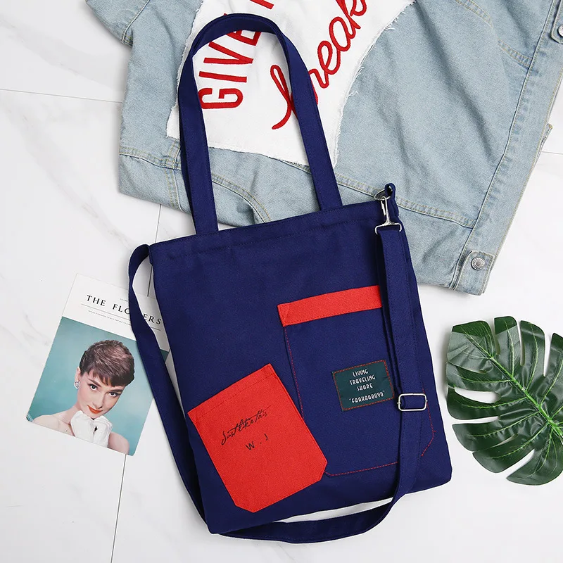 Женская сумка для покупок, Женская Ручная тканевая сумка, женская сумка, Большая складная сумка через плечо, многоразовая сумка для покупок, переработанная - Цвет: Серый