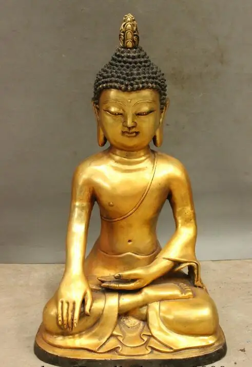 

S01756 18" Thai Buddhism Bronze Gilt Temple Shakyamuni Sakyamuni Buddha Seat Statue (B0328)