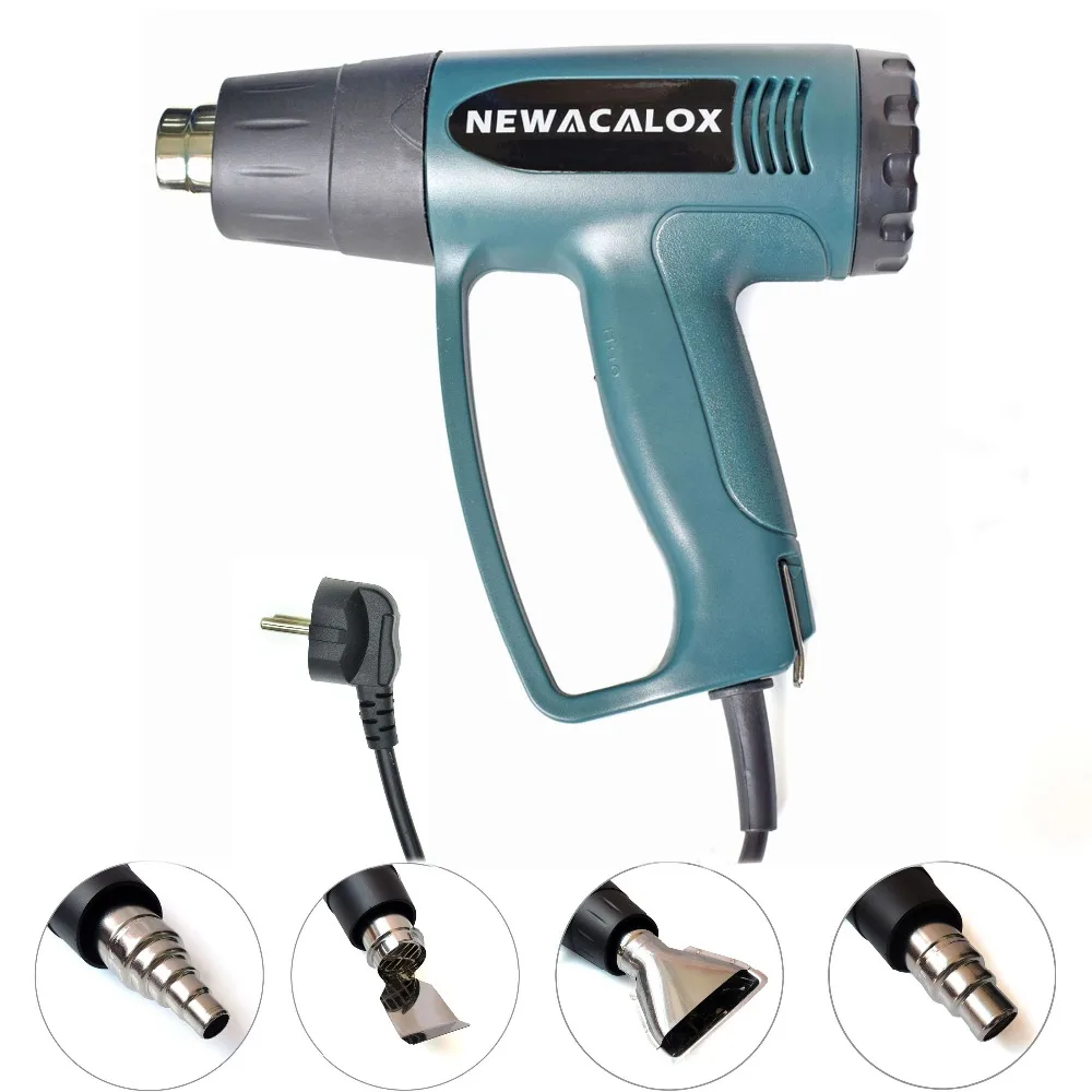 NEWACALOX 2000 Watt 220V EU Plug Industrial Electric Hot Air Gun Thermoregulator Heat Guns Shrink Wrapping
