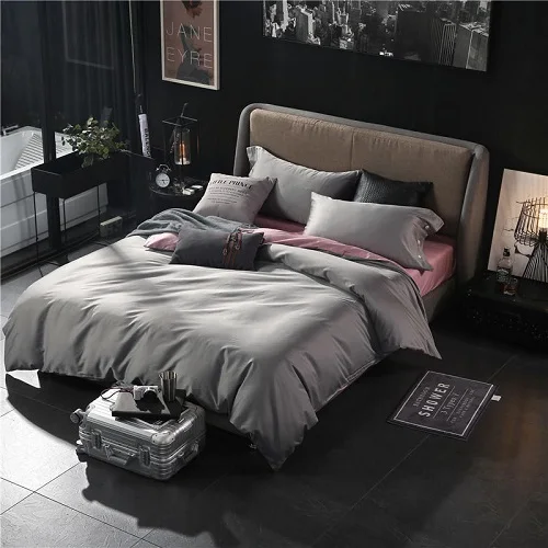 Комплект постельного белья из египетского хлопка, розовый, серый, двойной размер, Комплект постельного белья, простыня, пододеяльник, ropa de cama - Цвет: Bedding set 8