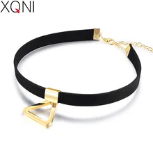 XQNI de acero inoxidable de franela negro triángulo colgante collar Torques para las mujeres oro plata Color salvaje joyería para regalo