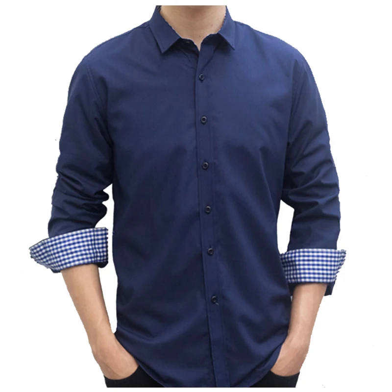 Мужская одежда футболка 2018 с длинными рукавами Повседневное сплошной цвет CHEMISE Homme поступление платье Высокое качество Мужская Рубашки для