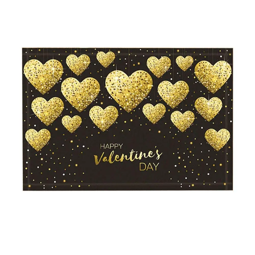 floor mat kitchen Heart Shape Gold Dust Luxury Romance Courtship Display Non-Slip Doormat Floor Entryways Indoor Front Door Mat | Дом и сад