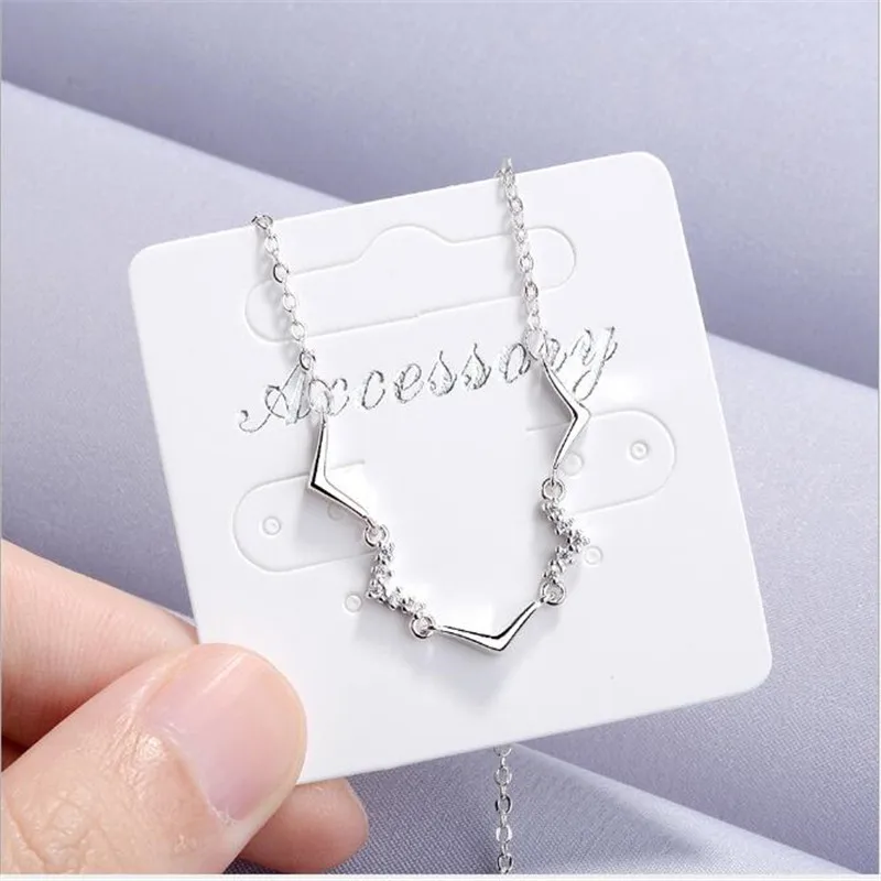 

New Creative Simple Fashion Jewelry 925 Sterling Silver Cold Wind Wave Geometry Crystal Personality Women Necklaces H357