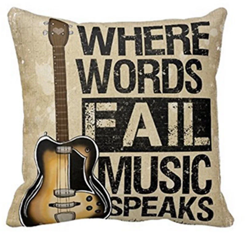 

New Cotton Linen Guitar Pillow Case Cushion Cover Hold Pillow Home Decor