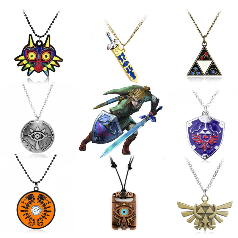 

Anime Jewelry The Legend Of Zelda Necklace Sheikah Slate Breath of the Wild,Hylian Shield,Triforce Pendants Necklaces