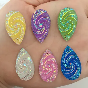 

20PCS AB Resin Drop whirlwind Flatback Rhinestone Wedding decoration 2 Hole C78A