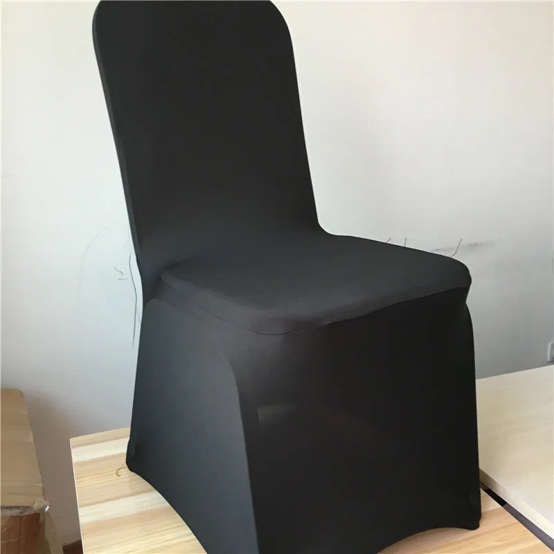 MARIOUS 100pcs/lot chair covers black spandex wedding chair covers for sale restaurant/hotel