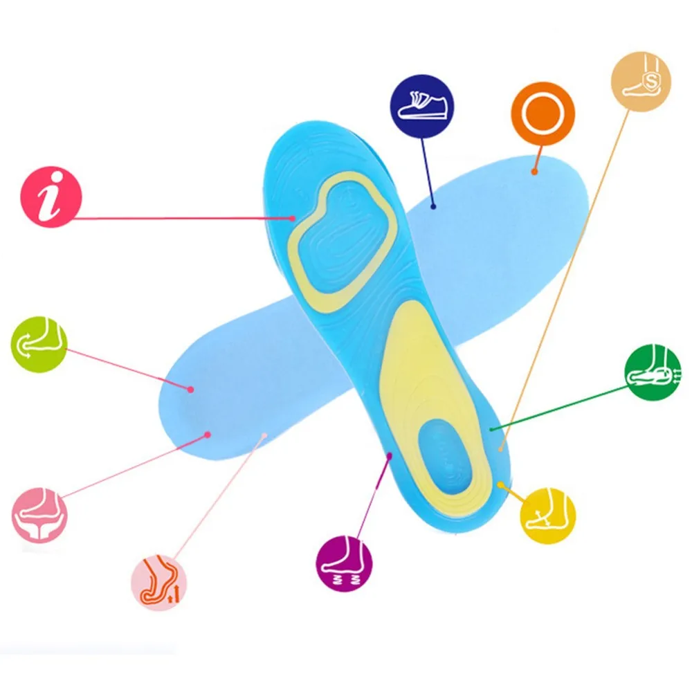 New Arrival 1 Pair Orthotic Arch Support Massaging Silicone Anti-Slip Gel Soft Sport Insole Pad Foot Care For Man Women Size SL-9