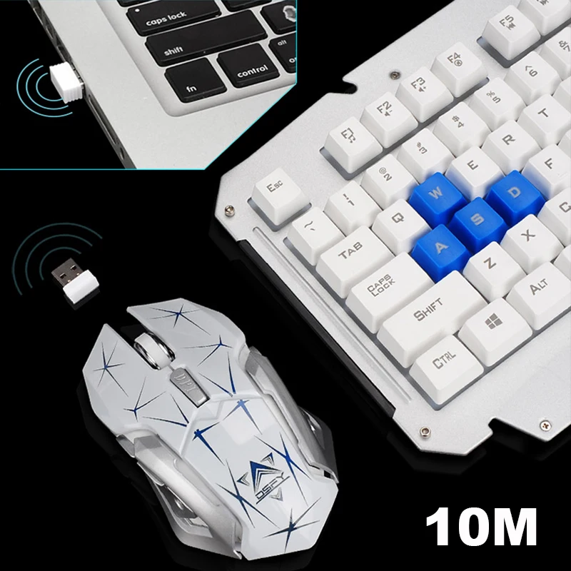 HK1600 2 4 эргономичная Игровая Usb клавиатура металлическая + оптическая геймерская