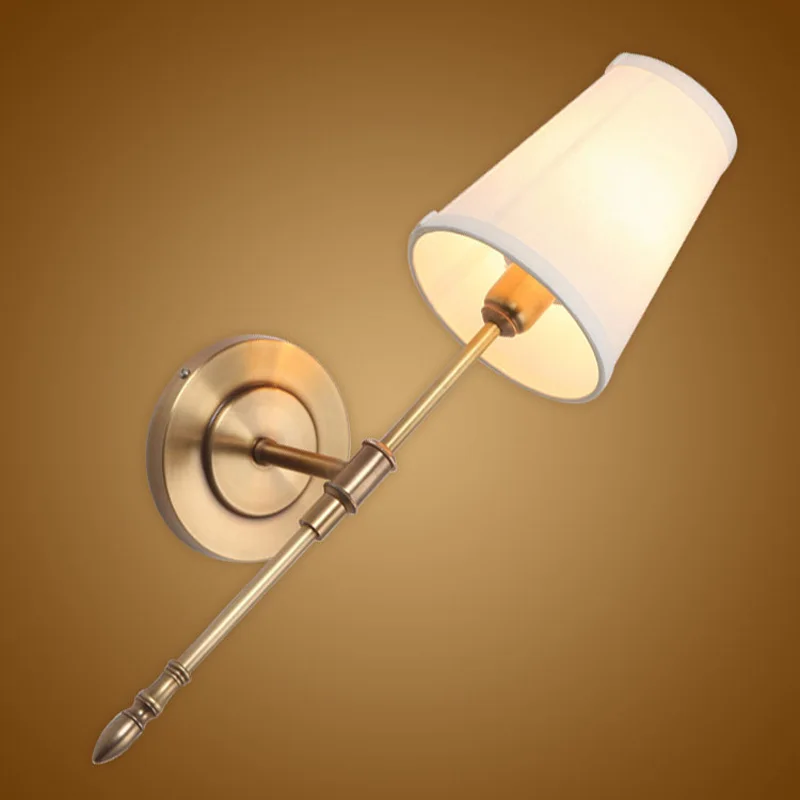 Online Moderne Wand Lampe Echt Kupfer Wandleuchter Stoff Lampenschirm Bad Spiegel Nachttisch Leuchten Hause Beleuchtung BLW040
