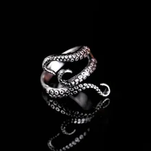 Rinhoo крутые кольца, титановая сталь, готическое кольцо для глубоководных морских кальмаров, осьминог, модное ювелирное изделие, открытый регулируемый размер, высокое качество