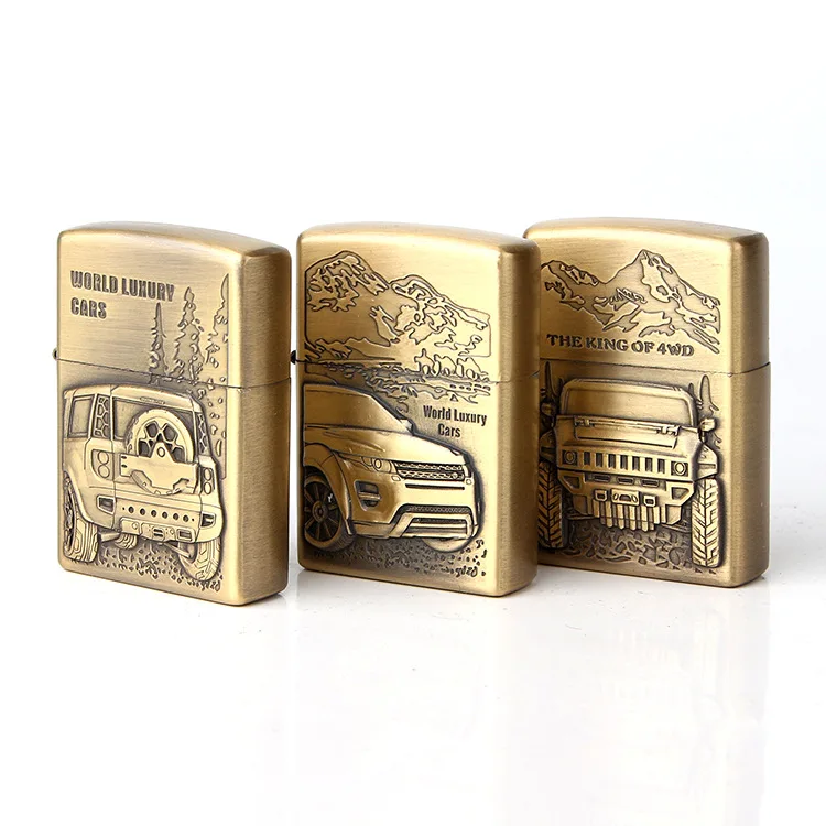 

Off-road vehicle SUV Gas Cigarette Lighter Cigarettes Kerosene Flint Petrol Vintage Gasoline Oil Petrol Refillable Buddhism