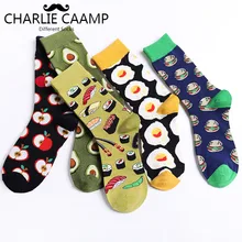 5 шт./лот, женские носки, Осень-зима, новые носки с фруктовым узором, яблоко, гамбургер, мешочек, для девушек, индивидуальный тренд, пара носков S301