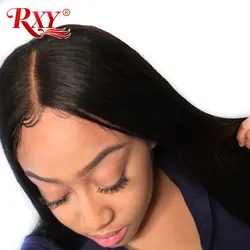 RXY Малый Кепки Glueless Синтетические волосы на кружеве натуральные волосы парики для черный Для женщин предварительно сорвал с для волос