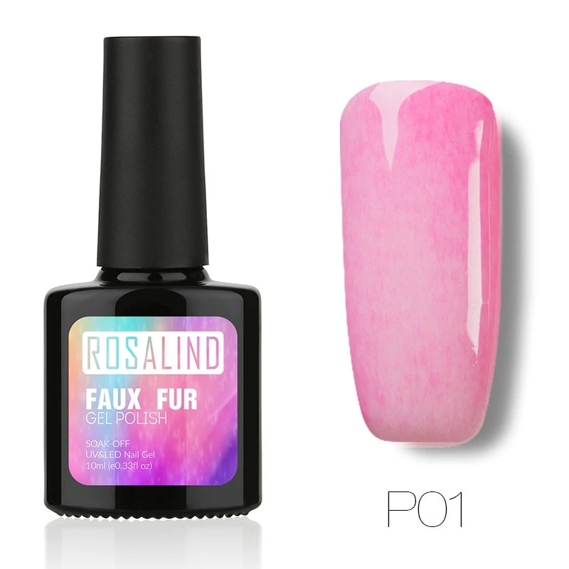 ROSALIND 10 мл эффект искусственного меха P01-12 Гель-лак для ногтей Дизайн ногтей Гель-лак для ногтей 3D УФ светодиодный долговечный Гель-лак - Цвет: P01