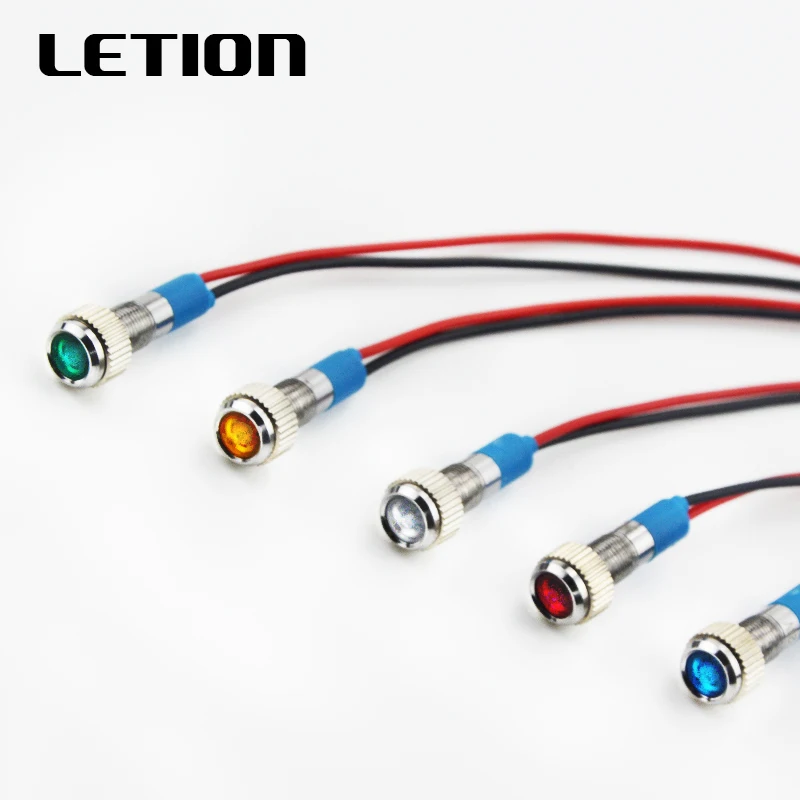

1pc 6mm Waterproof Warning LED concave Metal Indicator Pilot Light Signal Lamp 12V 24V 220V Machine Car Boat Working PC Power