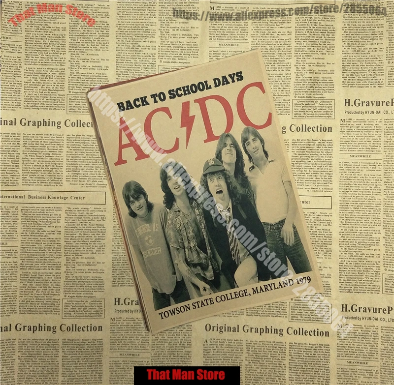 ВИНТАЖНЫЙ ПЛАКАТ ACDC крафт ретро старый рок-н-ролл Старый плакат евро и американская музыкальная команда звезда Ретро плакат