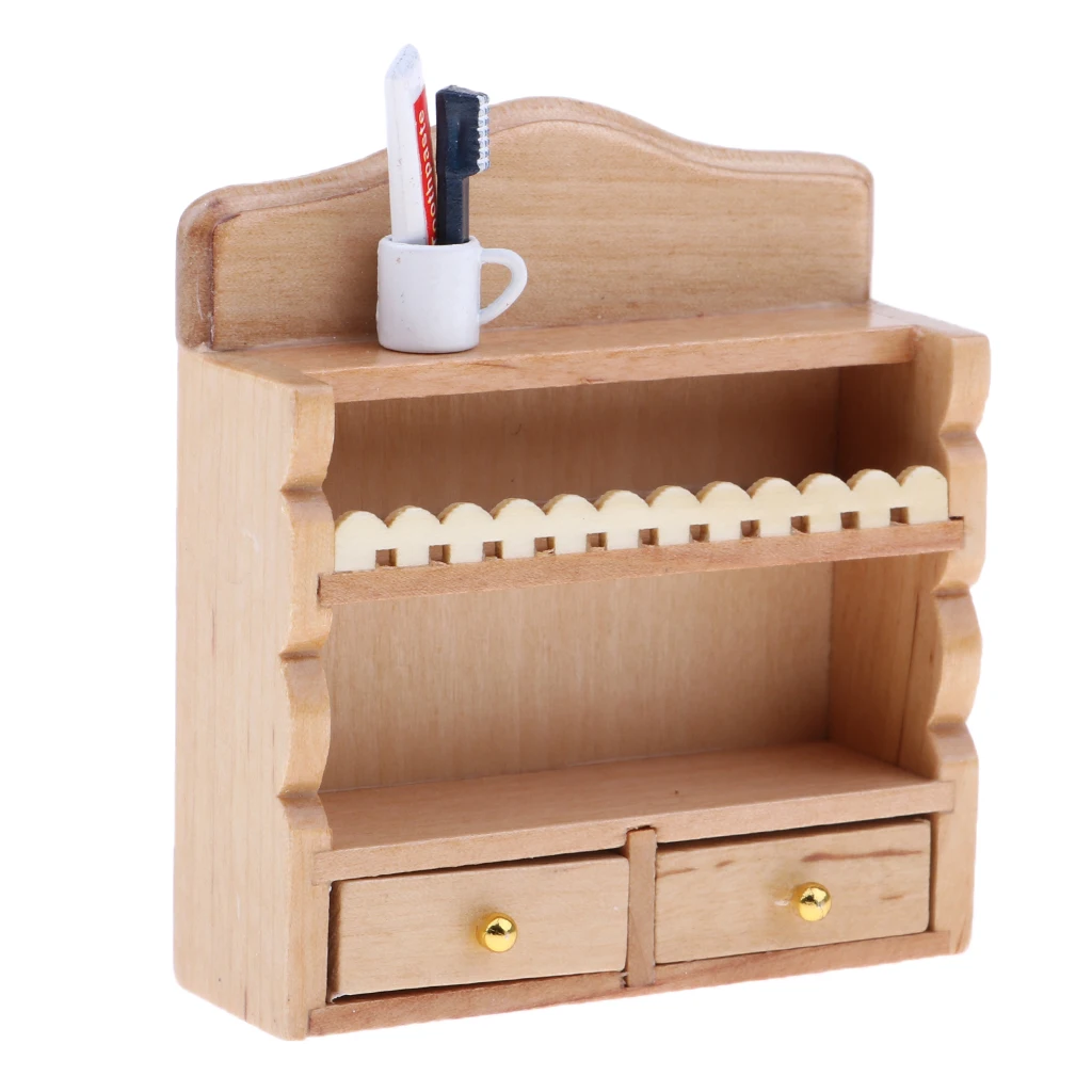 

Vintage Design 1/12 Dolls House Miniature Furniture Wooden Hanging Cabinet Shelf Room Life Scenes Decor